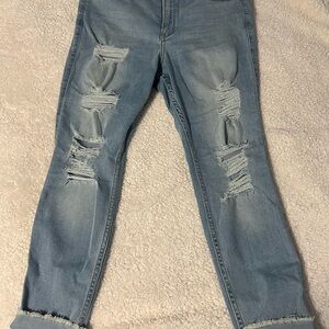 Hollister Women's Ripped Light Blue Ankle Jeans size 11 short